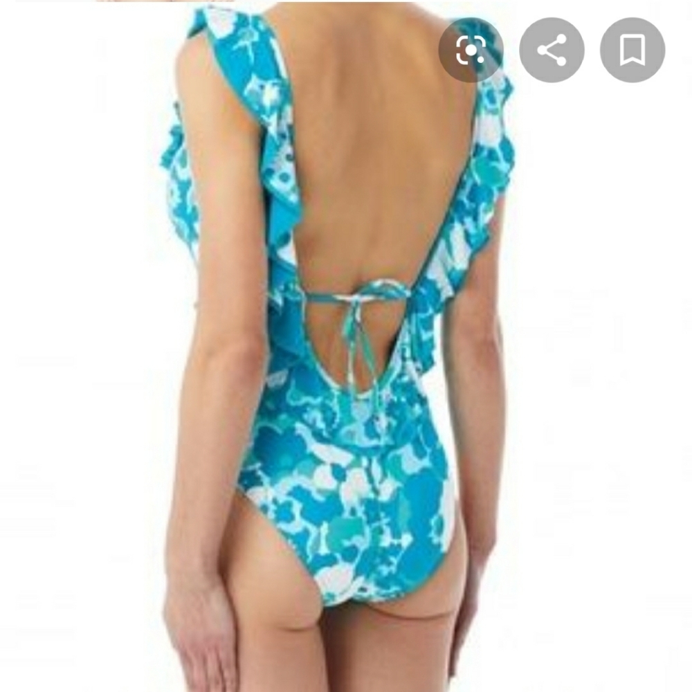 New Michael Kors Aqua/White Ruffle ScoopBa… - Picture 3 of 7